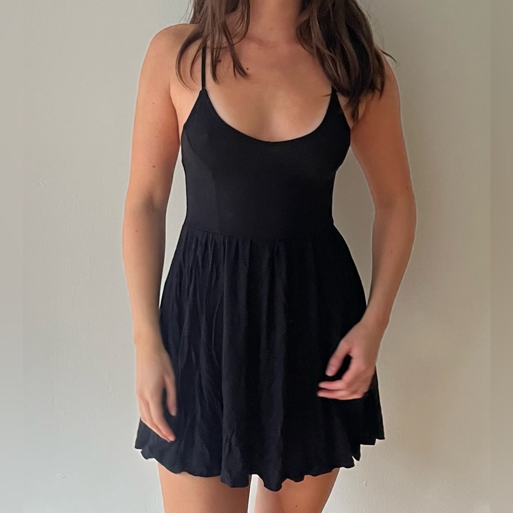Thrifted Black Swing Mini Dress.